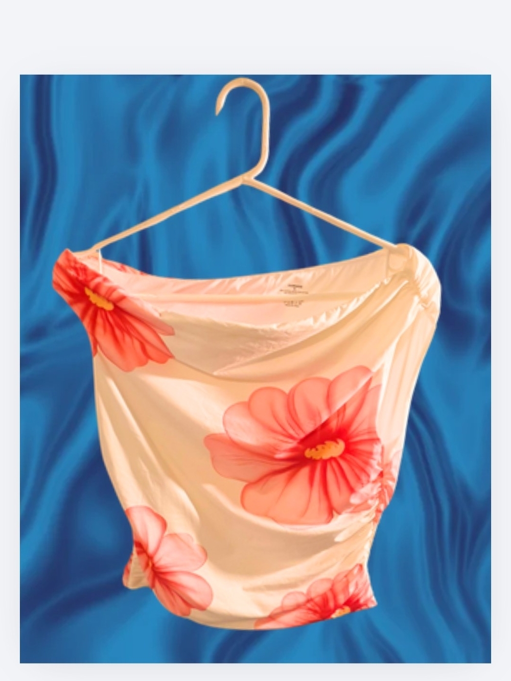 Suuksess Off-Shoulder Floral Blouse in Cream with Pink-Red Blooms